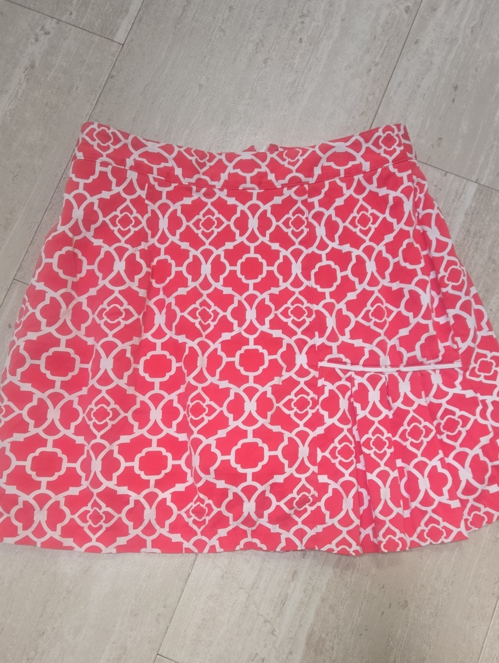 Peter Millar Pink/White Geometric Print Leisure Skort